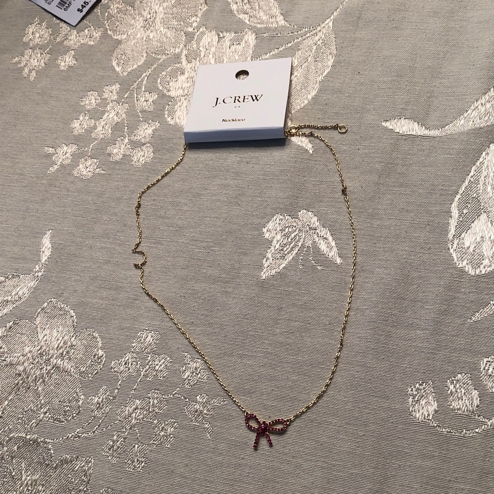J. Crew  Factory Gold Necklace with Red Bow
